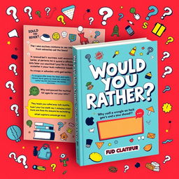 A visually engaging book cover design for a 'Would You Rather?' game book, featuring bold and playful typography that captures the essence of fun and curiosity