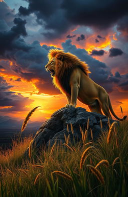 A fierce and thrilling depiction of a wild animal in its natural habitat, showcasing the raw power and beauty of nature