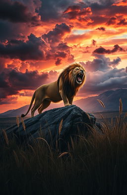 A fierce and thrilling depiction of a wild animal in its natural habitat, showcasing the raw power and beauty of nature