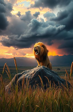 A fierce and thrilling depiction of a wild animal in its natural habitat, showcasing the raw power and beauty of nature