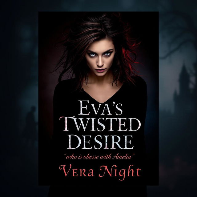 A striking book cover design for 'Eva's Twisted Desire,' featuring a dark and mysterious theme