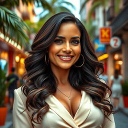 An elegant Brazilian beauty, embodying a hot and stylish aesthetic at the age of 40
