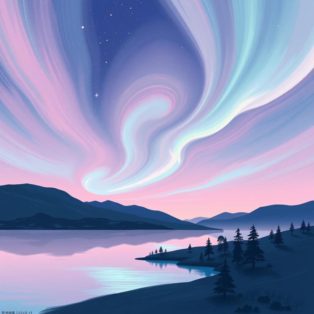 A stunning back cover design featuring the northern lights in an impressionism art style, using pastel colors that evoke the charm of classic impressionist paintings