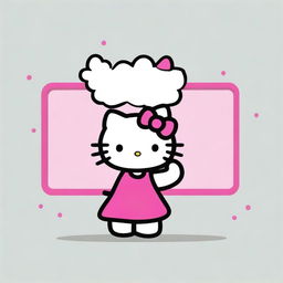 A vivid image of Hello Kitty, cheerfully holding up a big, blank sign.