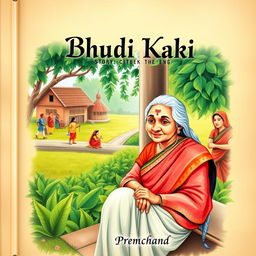 An eye-catching cover page for the story 'Bhudi Kaki' by Premchand