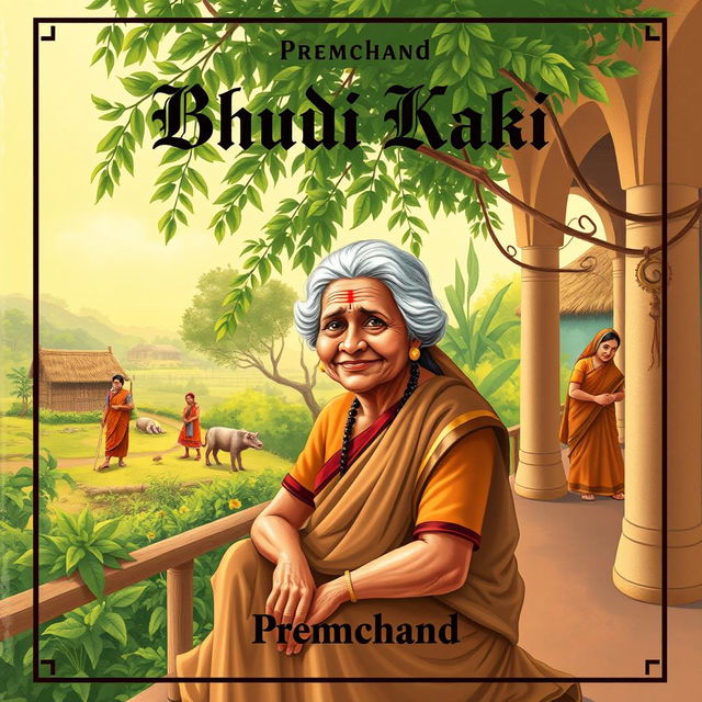 An eye-catching cover page for the story 'Bhudi Kaki' by Premchand