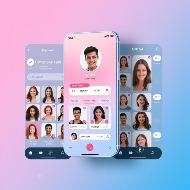 A vibrant and engaging screenshot of a modern dating app interface