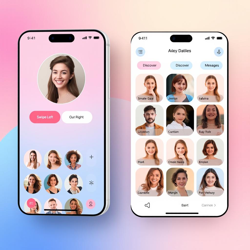 A vibrant and engaging screenshot of a modern dating app interface