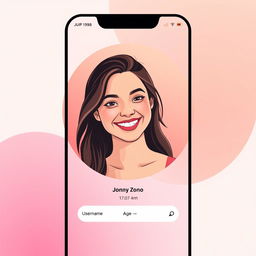 A high-quality illustration of the main screen of a modern dating app