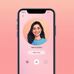 A high-quality illustration of the main screen of a modern dating app