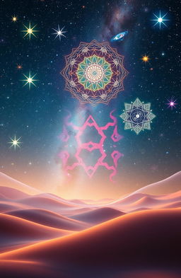 A harmonious blend of the universe's messages, psychology, and spirituality, depicted in a serene and visually inviting landscape