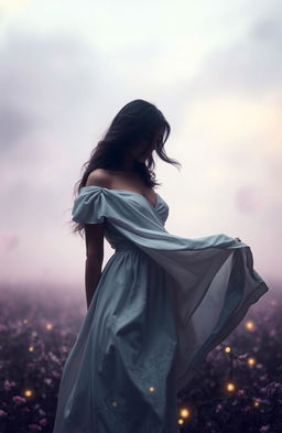 A mysterious and alluring portrait of an unseen wife, her essence captured symbolically rather than literally