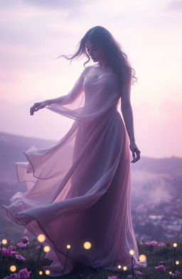 A mysterious and alluring portrait of an unseen wife, her essence captured symbolically rather than literally