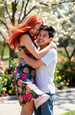 A heartwarming scene of a couple of friends embracing