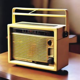 A large, vintage portable AM-FM radio from the 1980s.