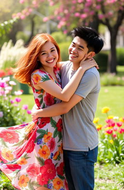 A heartwarming scene of a couple of friends embracing
