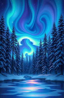 A seamless continuation of a stunning front page illustration featuring a breathtaking northern lights display over a serene landscape