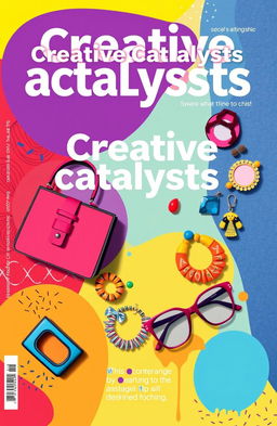 A vibrant and artistic cover page titled “Creative Catalysts Accessories” featuring a visually engaging design that includes colorful and unique accessories such as a stylish handbag, artistic jewelry, and fashionable eyewear