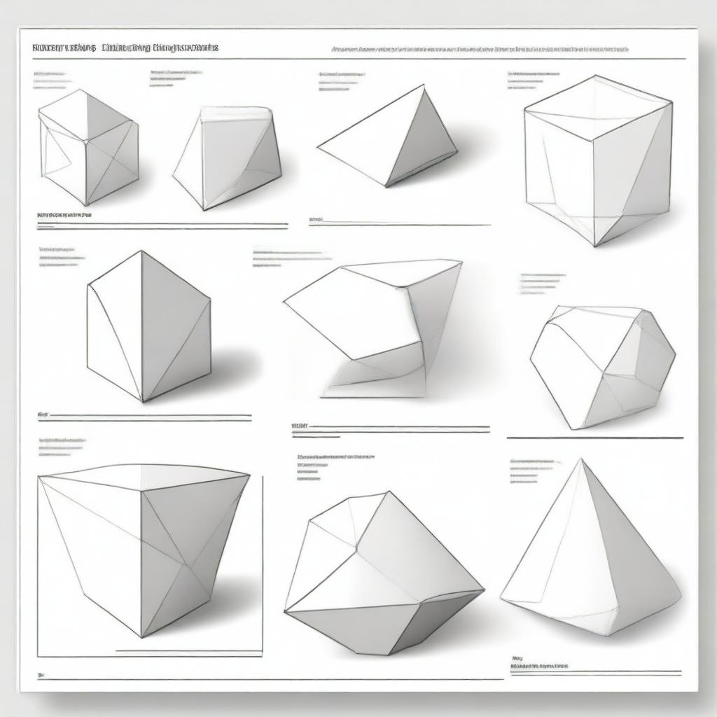 A beginner's shading worksheet featuring different geometric shapes in various positions and lighting