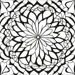 A simple mandala coloring page depicting varying depths and dimensions within the circles and geometric patterns.