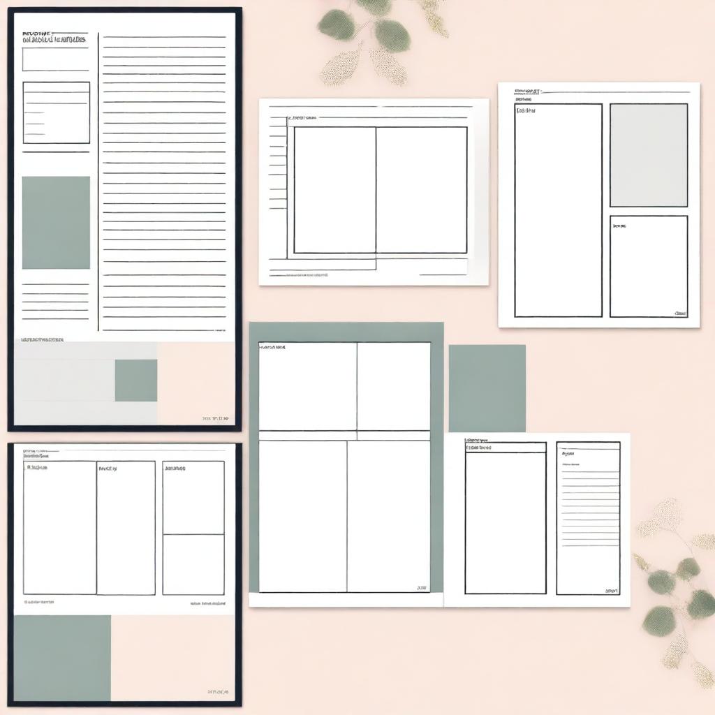 A planner template composition featuring three empty rectangles designated for images, laid out in an aesthetically pleasing pattern