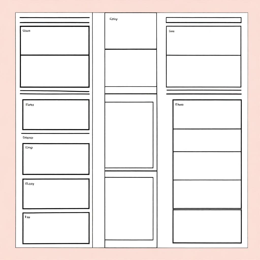 A planner template composition featuring three empty rectangles designated for images, laid out in an aesthetically pleasing pattern