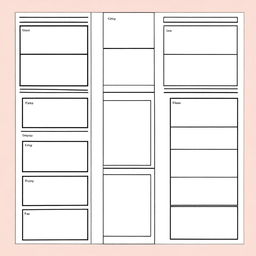 A planner template composition featuring three empty rectangles designated for images, laid out in an aesthetically pleasing pattern