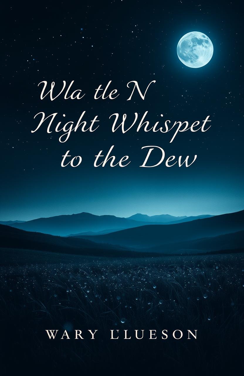 A hauntingly beautiful book cover for a poetry collection titled 'What the Night Whispers to the Dew'