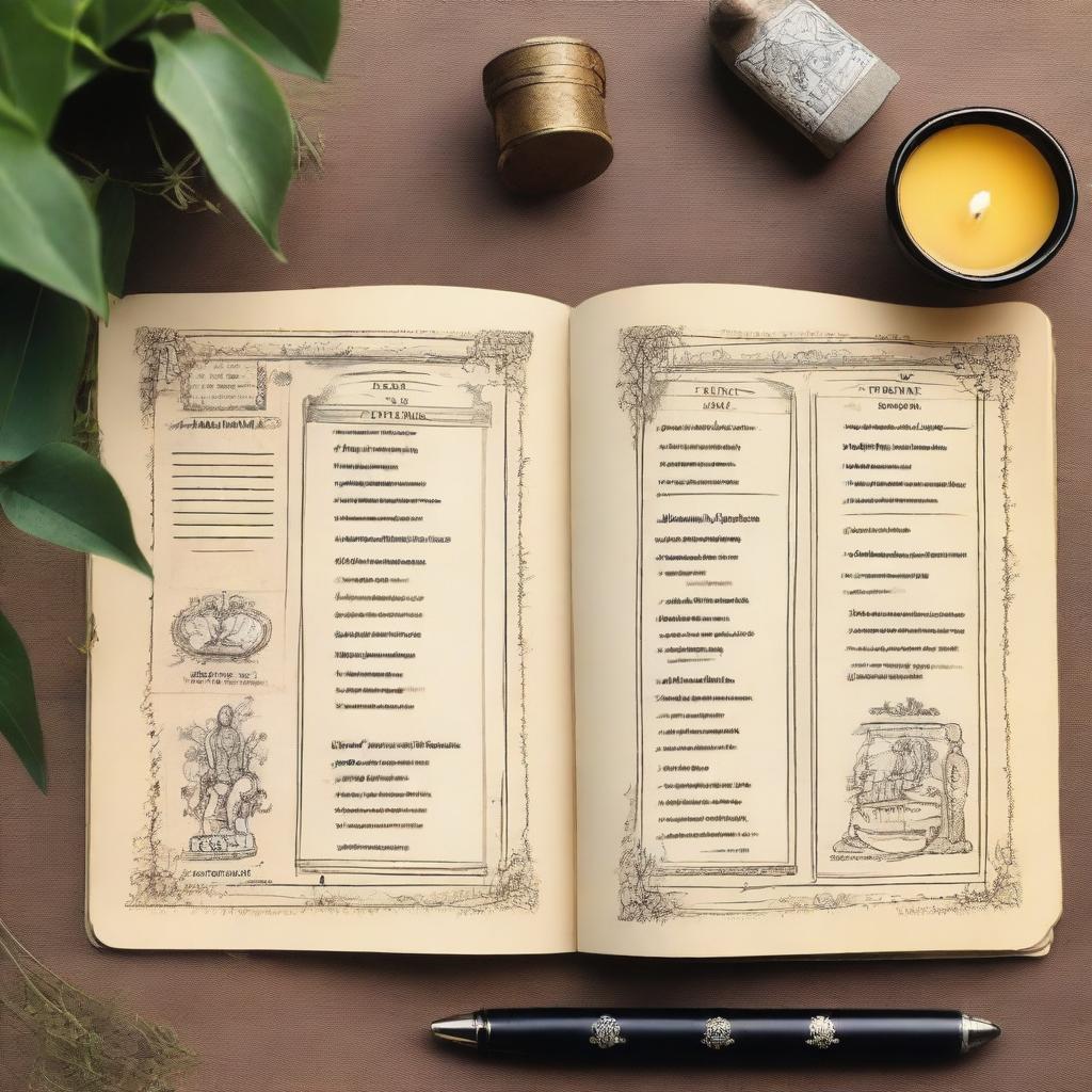 A tarot journal template, featuring dedicated spaces for sketching or placing images of tarot cards, and large areas for personal reflections, interpretations, and notes