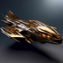 long leopard-like futuristic jet fighter