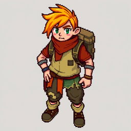 A 16x32 pixel sprite of a main character for a top-down game