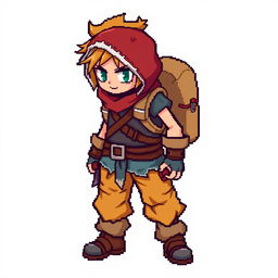 A 16x32 pixel sprite of a main character for a top-down game