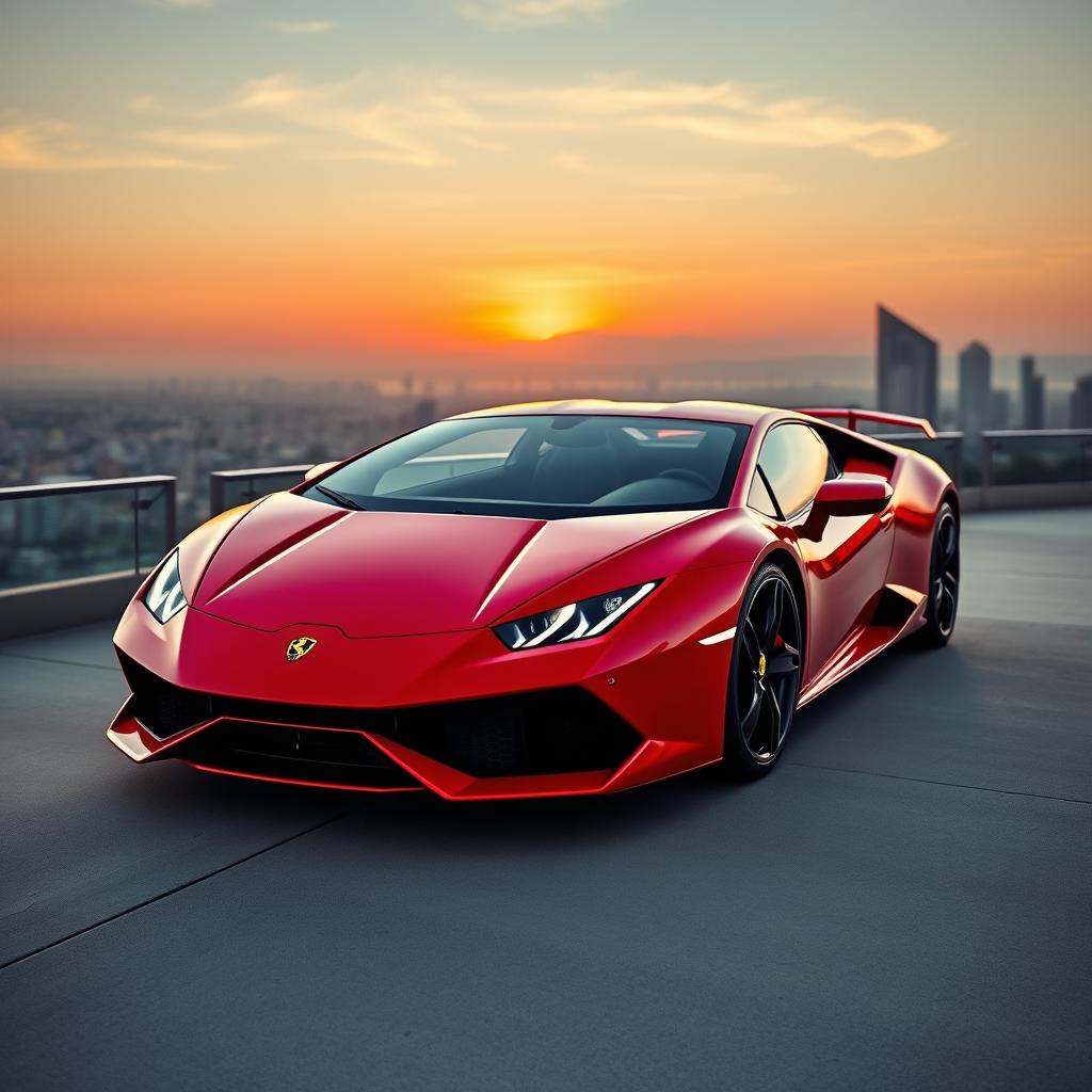 A Lamborghini Huracan designed with the iconic styling elements of Ferrari