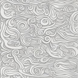 A coloring book page beautifully portraying depth through ornate flourishes and swirls that seem to dance in different layers, creating a 3D feel