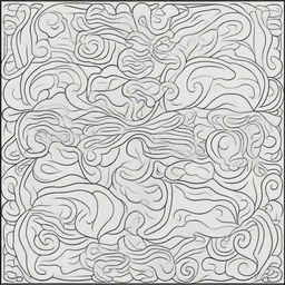 A clean, meticulously structured coloring page, creatively depicting depth with rows of moving flourishes, each layer showing crisp and clear lines retreating into the distance