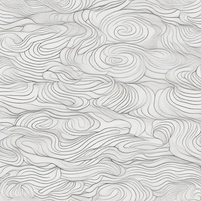 A clean, meticulously structured coloring page, creatively depicting depth with rows of moving flourishes, each layer showing crisp and clear lines retreating into the distance