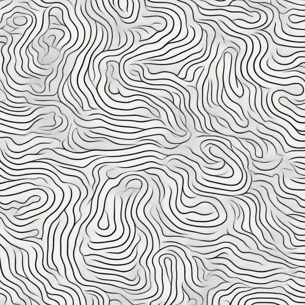 A clean, meticulously structured coloring page, creatively depicting depth with rows of moving flourishes, each layer showing crisp and clear lines retreating into the distance