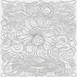 A coloring book page presenting large, grand flourishes with clean, defined lines, designed in multiple layers to nurture a sense of intriguing depth