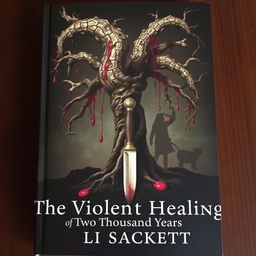 An artistic book cover for 'The Violent Healing of Two Thousand Years' by Li Sackett