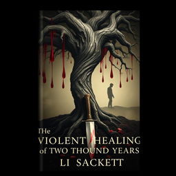 An artistic book cover for 'The Violent Healing of Two Thousand Years' by Li Sackett