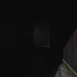 A chilling scene in a dark, eerie hallway of a game setting