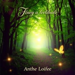 An eye-catching ebook cover featuring a mystical forest scene with vibrant green trees and a softly glowing, enchanted pathway leading into the depths of the woods