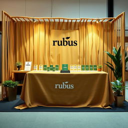 A cozy and eco-friendly large stand setup for a herbal cigarettes brand called rubus