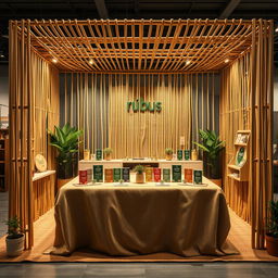 A cozy and eco-friendly large stand setup for a herbal cigarettes brand called rubus