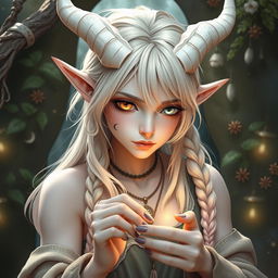 A beautifully detailed androgynous elf-satyr character inspired by classical periods such as ancient Greece, Rome, Celts, and pagan mythology, inhabiting a world rich in mythical creatures