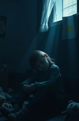 A poignant scene capturing the emotional turmoil of a young girl struggling with her unresolved traumas