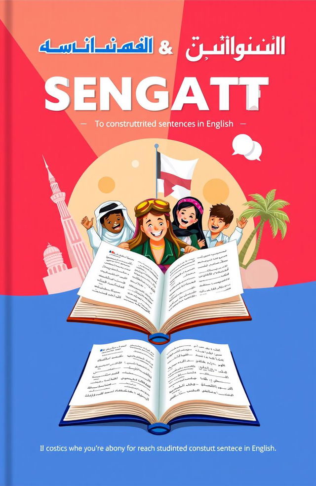 A book cover design for teaching students in Kuwait how to construct sentences in English