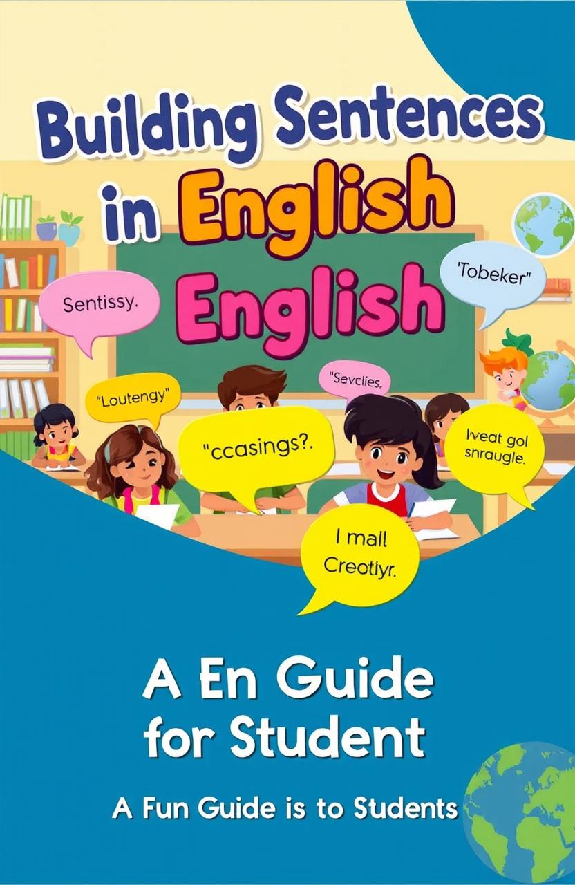 A creative and engaging book cover design aimed at helping students learn how to construct sentences in English