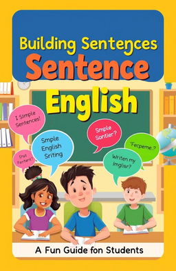 A creative and engaging book cover design aimed at helping students learn how to construct sentences in English