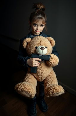 A strikingly beautiful girl named Luna, resembling Cara Delevingne, with sharp features and expressive eyebrows